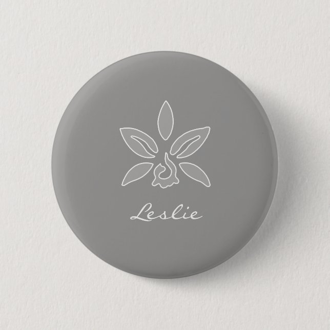 Elegante Orchideen-einfache reiche graue Blume mit Button (Vorderseite)