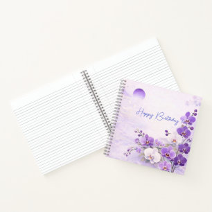 Elegante Orchideen-Geburtstagsfeier Notizbuch