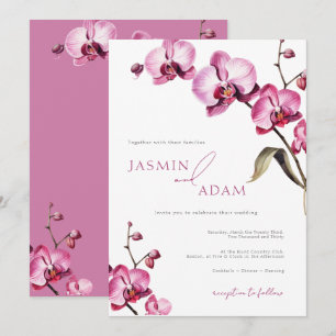 Elegante Orchideen-Hochzeit in Rosa Einladung