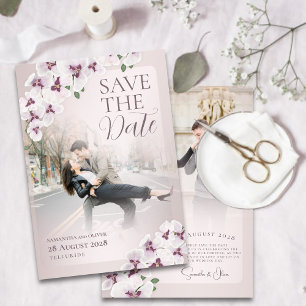 Elegante Orchideen-Hochzeit Save the Date