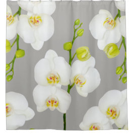 Elegante Orchideen & Light Gray Duschvorhang