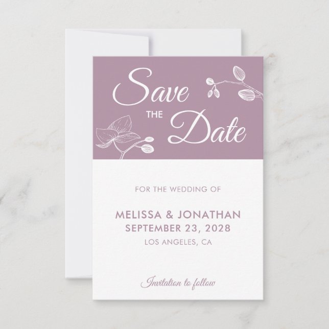 Elegante Orchideen Moderne Blumen Save the Date (Vorderseite)