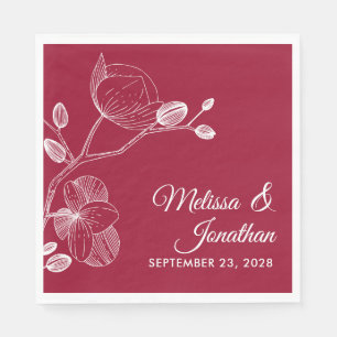 Elegante Orchideen Moderne Hochzeit Rot Serviette