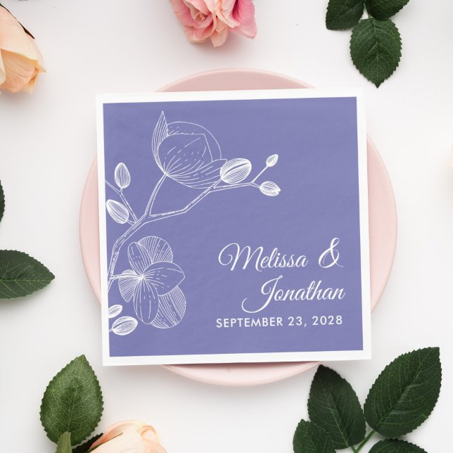 Elegante Orchideen Moderne lila Hochzeit Napki Serviette (Von Creator hochgeladen)