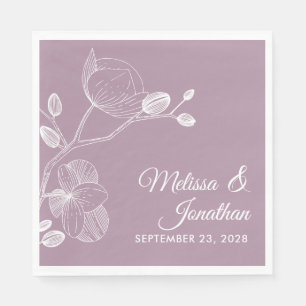 Elegante Orchideen Moderne lila Hochzeit Serviette