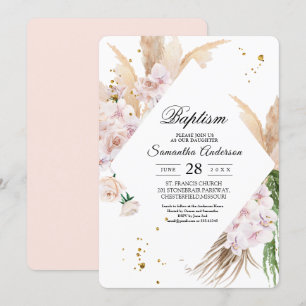 Elegante Orchideen & Pampas Schönheitsrahmen Einladung