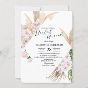 Elegante Orchideen & Pampas Schönheitsrahmen Einladung