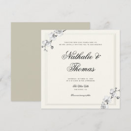 Elegante Orchideen Schwarz-weiße Imitate Embossed  Einladung