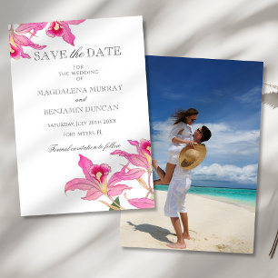 Elegante Orchideenblüten in Rosa - Tropisches Hoch Save The Date