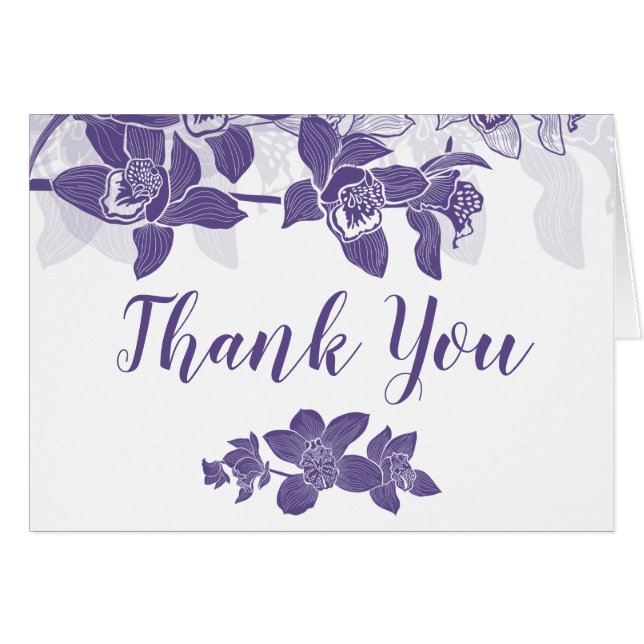 Élégante Orchidées violettes Carte de remerciement (Devant Horizontal)