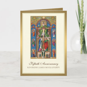 Elegante Ordination eines Priesters zum 50. Jahres Karte