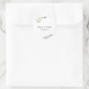 Elegante organische moderne Hochzeitseinladung Runder Aufkleber