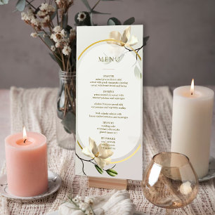 Elegante Oriental Magnolia Wedding Table Menu Card