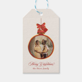 Elegante Ornament Frohe Weihnachten Rotes Gold Fot Geschenkanhänger