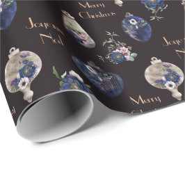 Elegante Ornamente aus Champagner-Rost und Marine Geschenkpapier