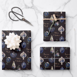 Elegante Ornamente aus Champagnerrot und Marinebla Geschenkpapier Set