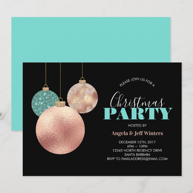 Elegante Ornamente Weihnachten Party 2 Einladung (Vorne/Hinten)