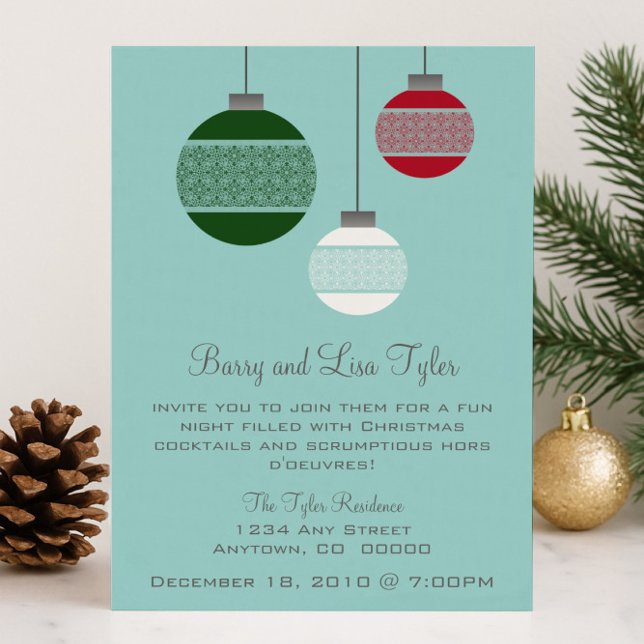 Elegante Ornamente Weihnachts-Party Einladung (Elegant Ornaments Christmas Party Invite)