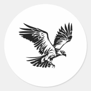 Elegante Osprey-Silhouette in Monochrome Runder Aufkleber