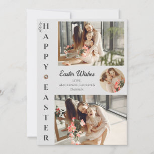 Elegante Ostergrüße Ostereier Familienfoto Feiertagskarte