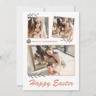 Elegante Ostergrüße Ostereier Familienfoto Feiertagskarte