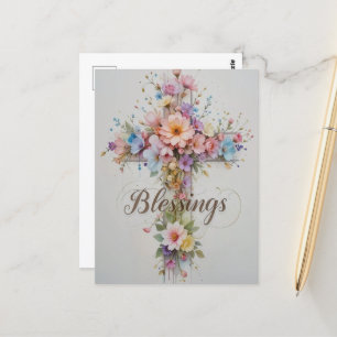 Elegante Ostersegmente mit Flora-Kreuz Postkarte