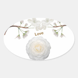 Elegante Oval-Hochzeitsticker für Flora und Fauna  Ovaler Aufkleber