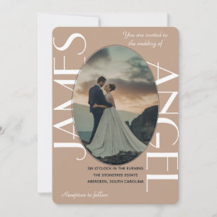 Elegante Oval Shape Bride & Groom Custom Wedding Einladung