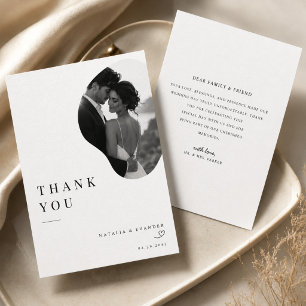 Elegante ovale Fotohochzeit Danksagungskarte Dankeskarte
