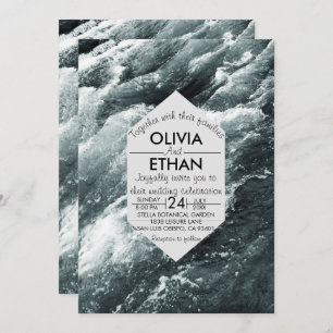 Elegante ozeanblaue Wellen Hochzeitsfeiern Einladung