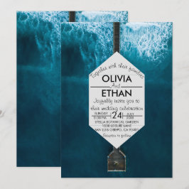 Elegante ozeanblaue Wellen Hochzeitsfeiern Einladung
