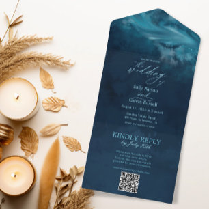 Elegante Ozeanwelle mit abreißbarer RSVP All In One Einladung