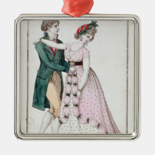 Elegante Paare, die den Walzer tanzen Silbernes Ornament