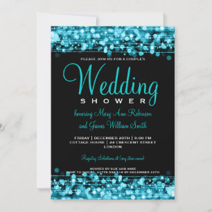 Elegante Paare Dusche Party Glitzern Türkis Einladung