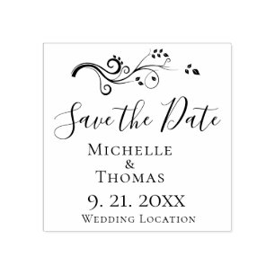Elegante Paare Hochzeitband Save the Date Gummistempel