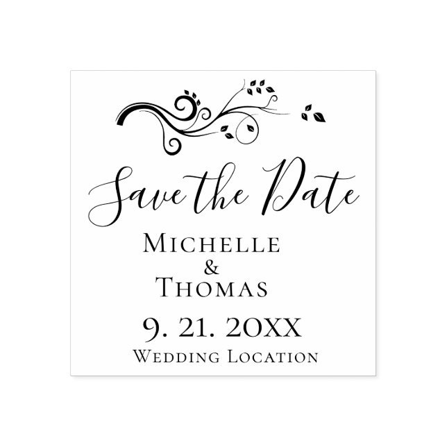 Elegante Paare Hochzeitband Save the Date Gummistempel (Prägung)