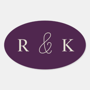 Elegante Paare mit Monogramm Ovaler Aufkleber