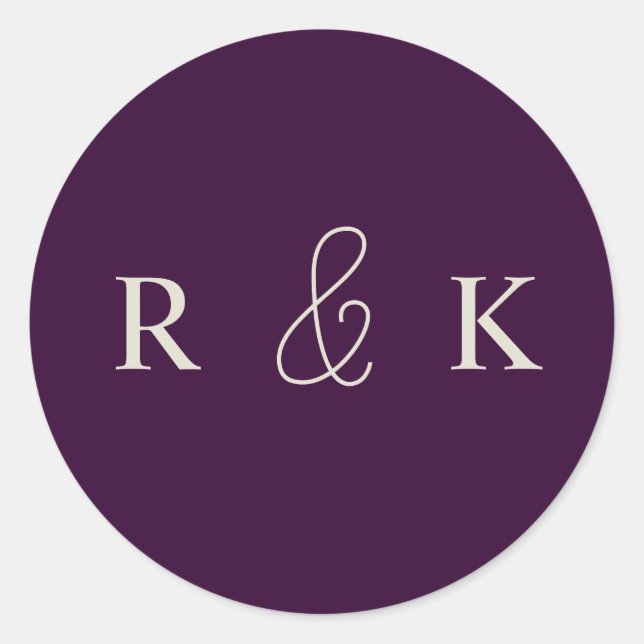 Elegante Paare mit Monogramm Runder Aufkleber (Vorderseite)