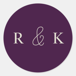 Elegante Paare mit Monogramm Runder Aufkleber