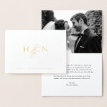 Elegante Paare Monogram Wedding Vielen Dank Folienkarte<br><div class="desc">Elegante Hochzeit Monogramm Dankeschön Karte. Diese Monogramm-Hochzeitskarte bietet elegante Skriptampersand und klassische Typografie. Personalisieren Sie diese,  indem Sie Ihre eigene Monografie und andere Details hinzufügen. Diese Goldfolie monogramm Hochzeit danke Ihnen Karte wird auch perfekt als ein Paar Schreibwaren.</div>