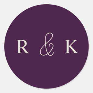 Elegante Paare monogrammiert Runder Aufkleber