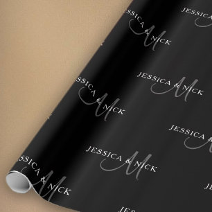 Elegante Paarnamen & Monogramm Geschenkpapier