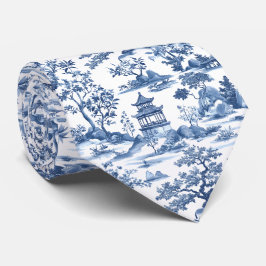 Elegante Pagoda Blue Chinoiserie Museo Cantonale d Krawatte