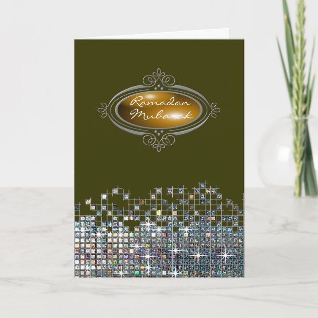 Elegante Paillette Ramadan Mubarak Karte (Vorderseite)