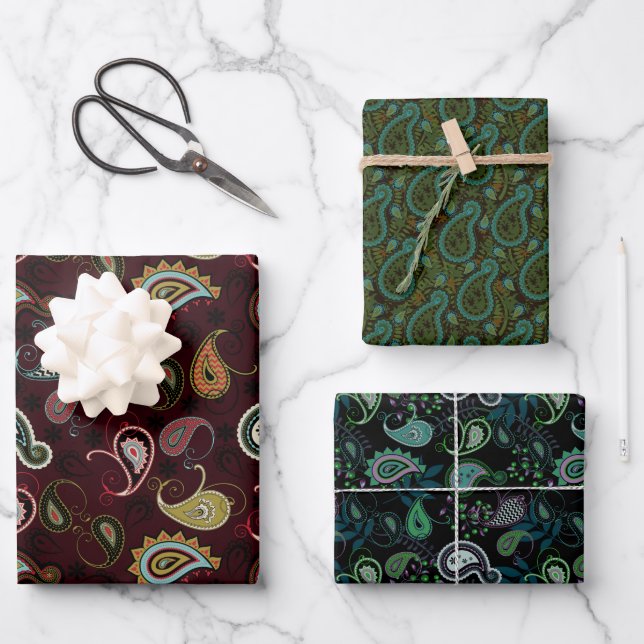 Elegante Paisley-Kombinationen | Jeder Fall Geschenkpapier Set (Vorderseite)