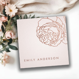 ELEGANTE PALE BLUSPINK ROSE GOLD FLORAL QUADRATISCHE VISITENKARTE