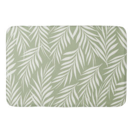 Elegante Palm Blätter Milk Olive Green Muster Badematte