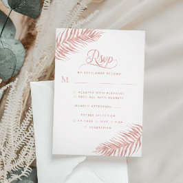 Elegante Palm Leaf Rose RSVP Karte