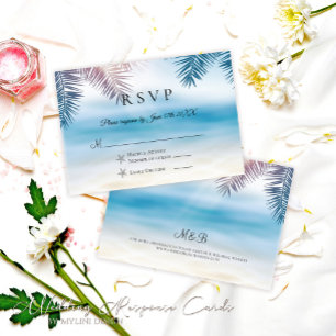 Elegante Palm Tree Tropical Beach Wedding RSVP Car