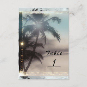 Elegante Palme Tropischer Strand Tischzahl Einladung
